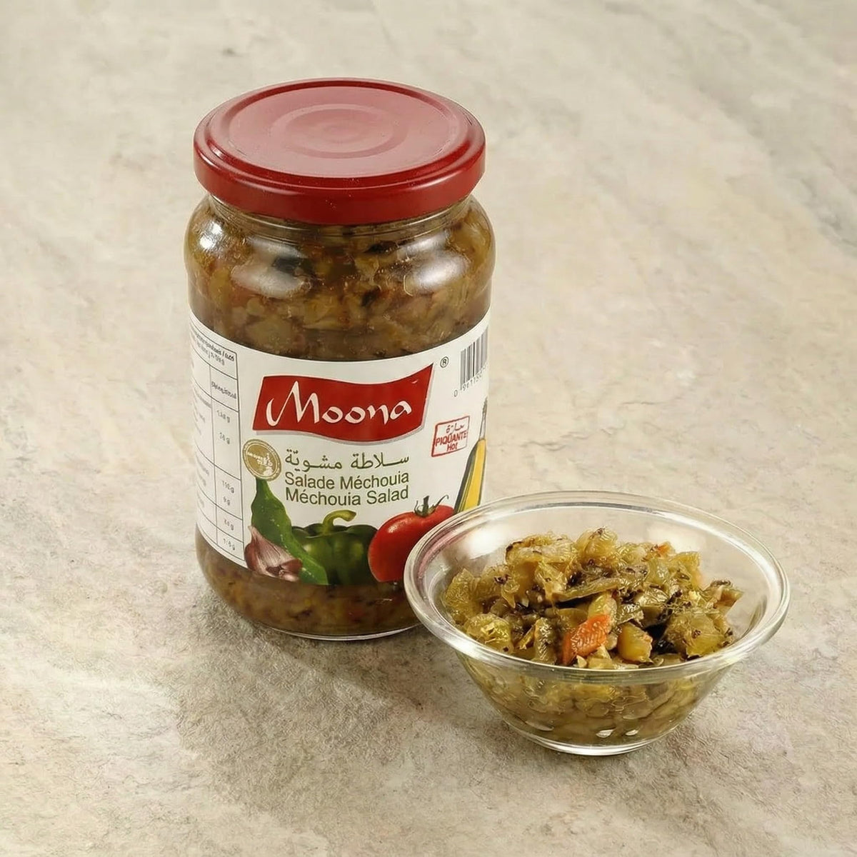 Salade Mechouia Moona Tunisian Zhoug-Style Spicy Kick 3x 350g - Authentic smoky Grilled Vegetable Salad Dip Roasted Pepper, Garlic & Tomato