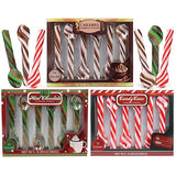 Christmas Candy Spoons Assortment, Peppermint, Caramel, and Mint Chocolate Flavored Stirrers, Hot Cocoa Bar Essentials, 36 Total Pieces (Set of 3)