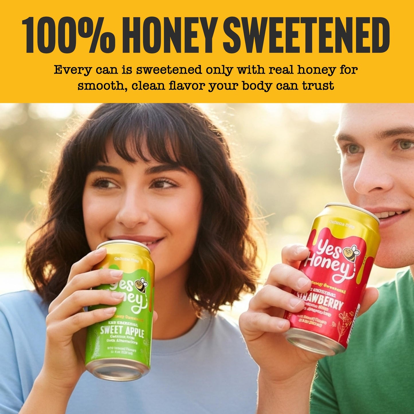Yes Honey Sparkling Tea & Soda Variety Pack, 5 Flavors, 11oz Cans, 100% Honey-Sweetened, Functional Teas & Caffeine-Free Sodas, Alpha Gal Friendly