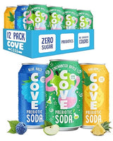 Cove Prebiotic Soda Soft Drinks with Zero Sugar - Refreshing Healthy Soda Alternative with 4g of Fiber for Digestive Support - Natural, Caffeine Free
