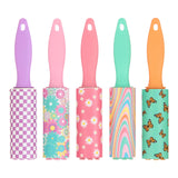 5pc Retro Mini Lint Roller Value Pack - Colorful Compact Rollers for Travel | Pet Hair & Lint Remover for Clothing & Household Use | Portable