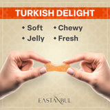 Eastanbul Turkish Delight, 8.8oz, Turkish Delights Candy with Orange Flavor, Lokum, Loukoumi, Narnia Gifts, Vegan Gifts, Nut-Free, Gluten Free