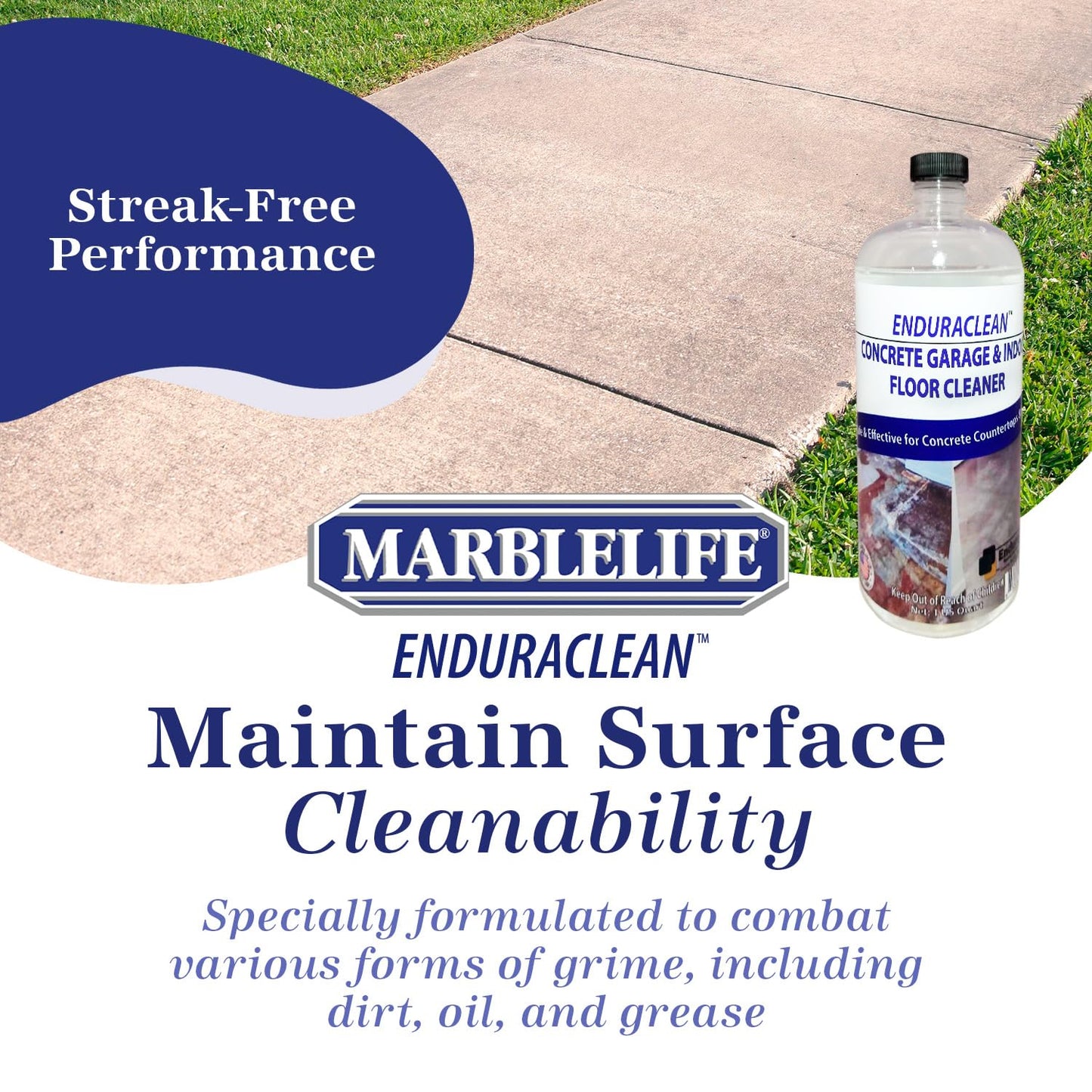 Marblelife EnduraCLEAN Garage and Indoor Concrete Floor Cleaner, Effective Basement & Garage Floor Cleaner, Effective Concrete Cleaner, Ready-To-Use