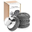 4PCS Steel Wool Scrubber Pads, Stainless Steel Scrubber Set with 3Pcs Steel Wool Pads, Steel Scrubber for Dishes, Ideal for Cleaning Cast Iron, Pots