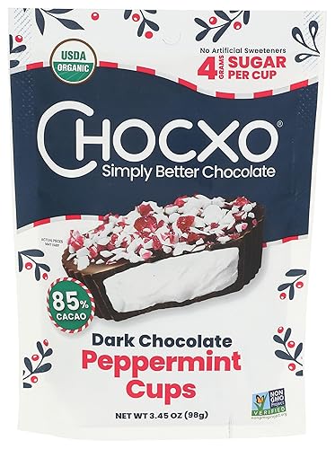 Chocxo, Organic Dark Chocolate Peppermint Cup, 3.45 Ounce