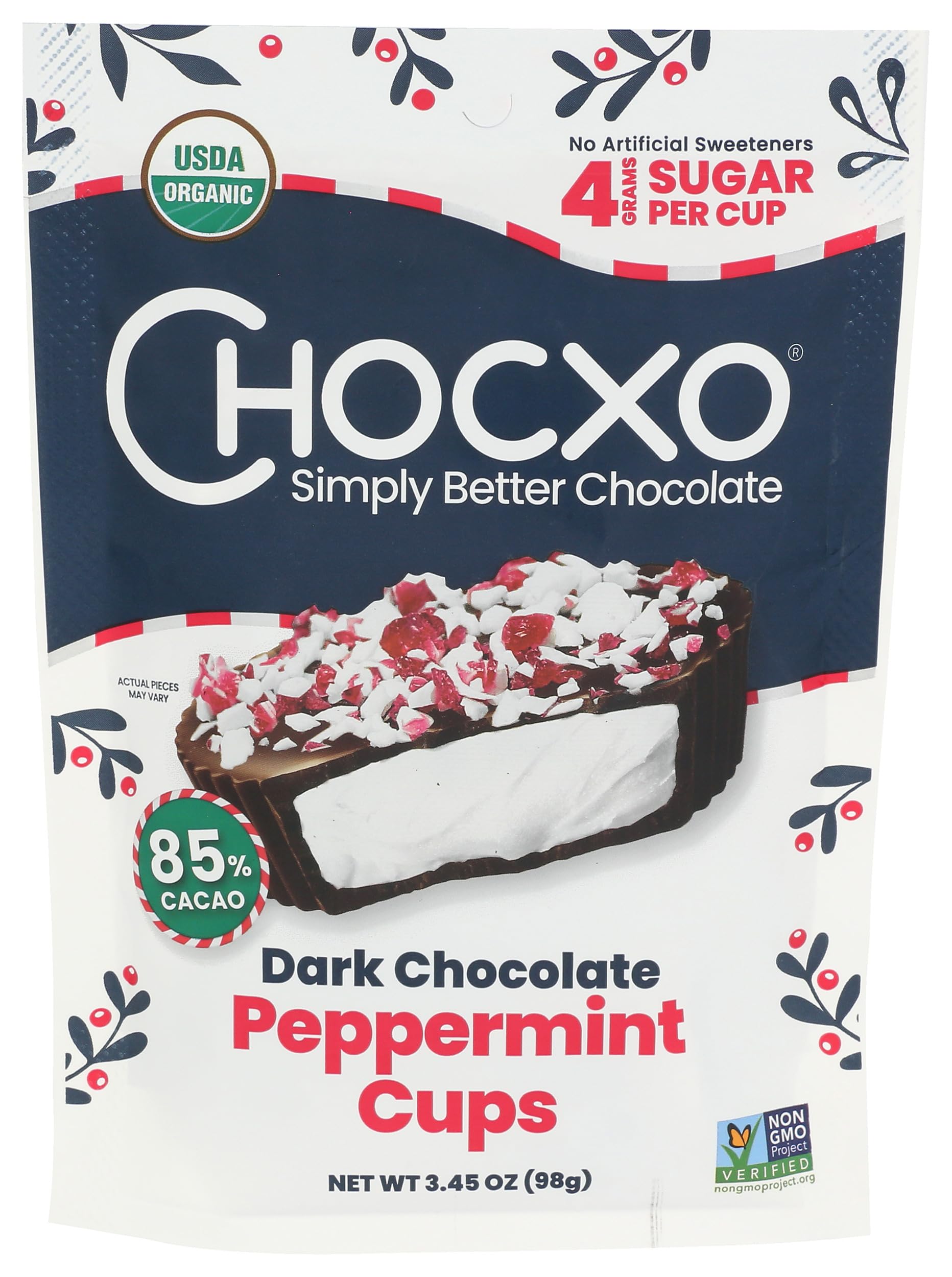Chocxo, Organic Dark Chocolate Peppermint Cup, 3.45 Ounce