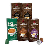 Don Francisco's and Cafe La Llave Espresso Capsule Variety Pack - 50 Recyclable Aluminum Pods Compatible with Nespresso Original Line Machines