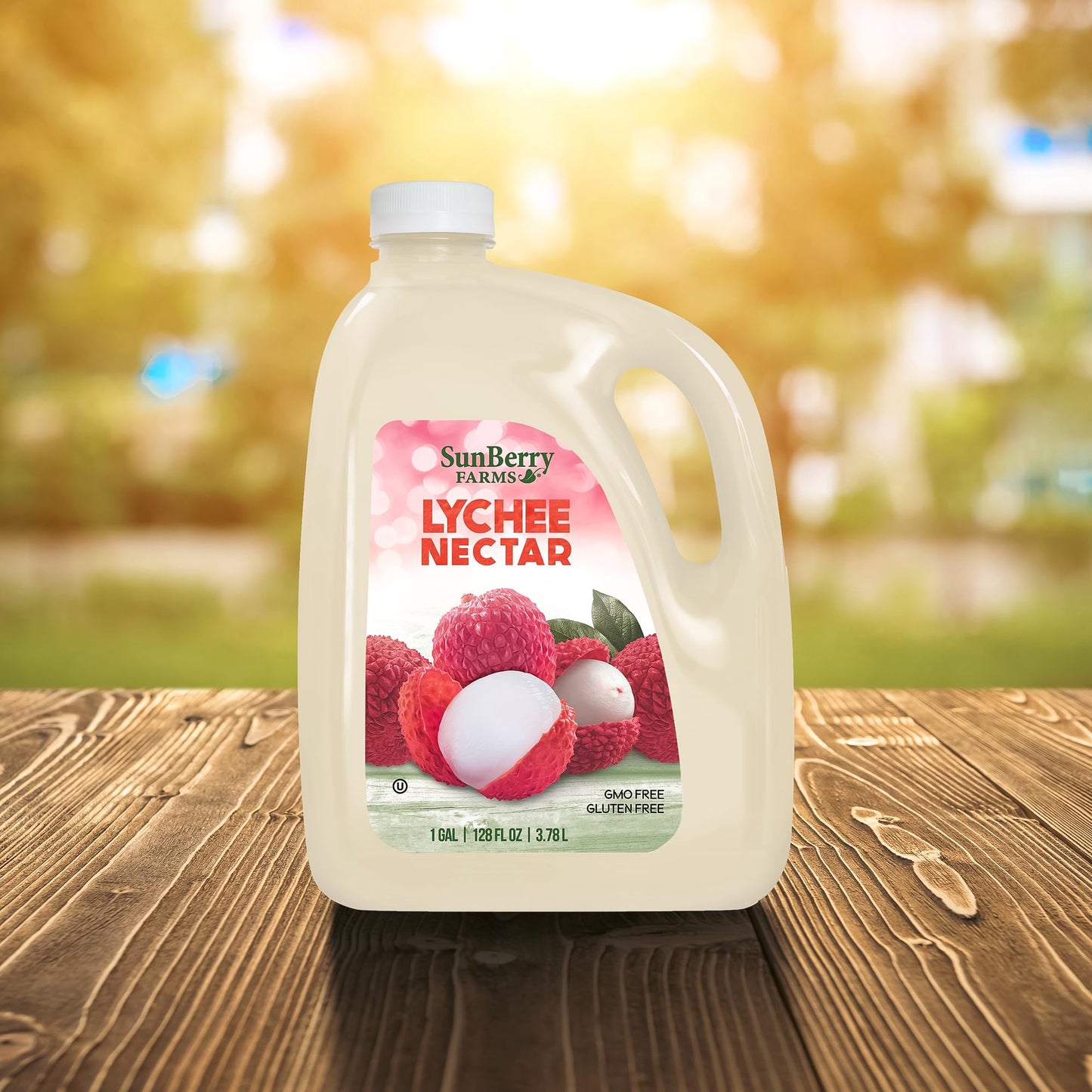 Sunberry Farms Lychee Nectar 128 fl oz | 1 Gallon Exotic Tropical Drink Made from Lychee Purée Concentrate | Sweet & Floral Flavor | No Artificial