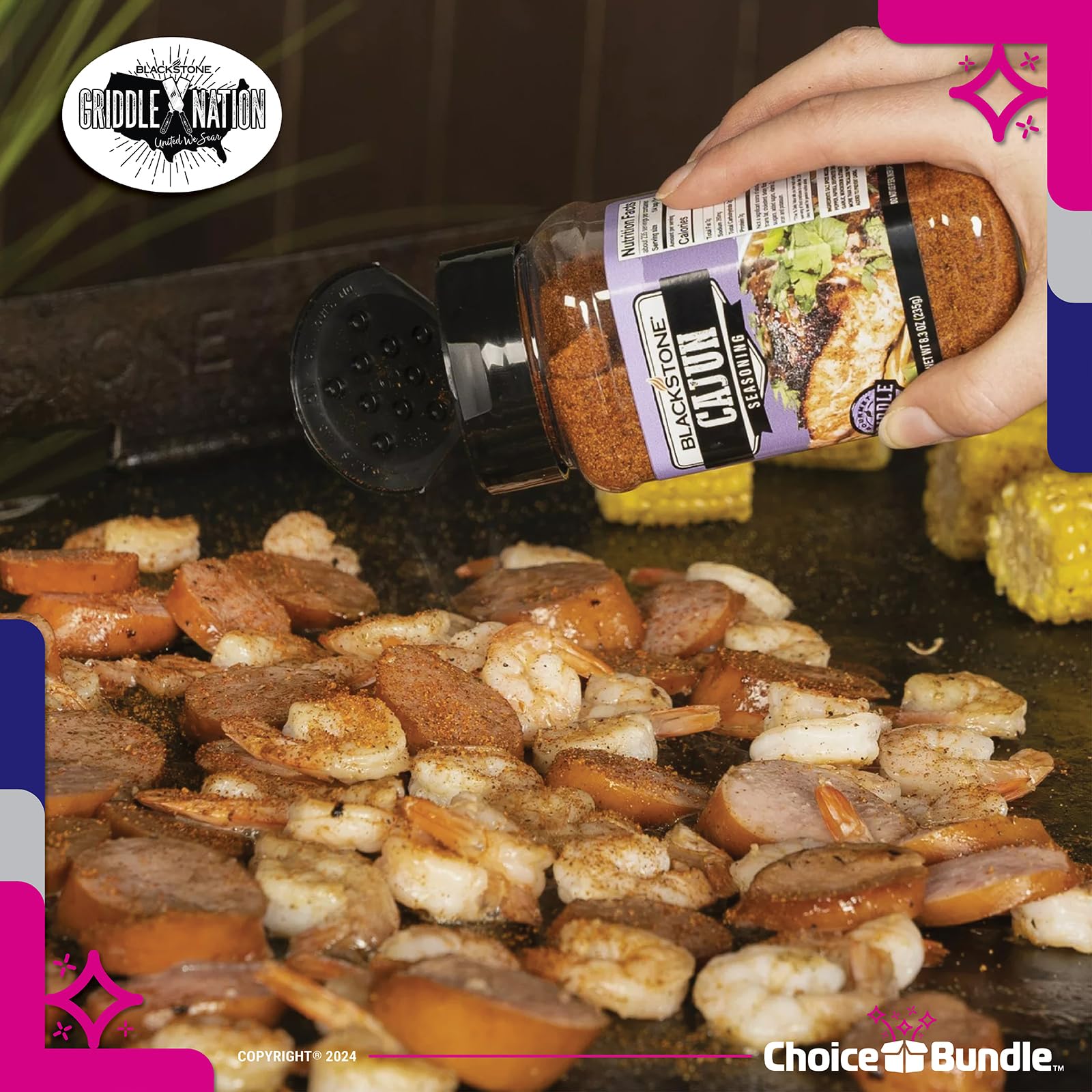Blackstone Pineapple Sriracha & Cajun Seasoning - Gourmet Griddle Premium BBQ Barbecue Rub 4 Pk Choice Bundle (30.4 oz) + BBQ Guide & Bottle Opener (6