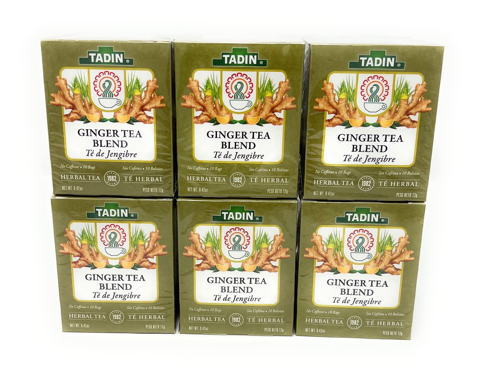Tadin Ginger Tea Blend 6 Boxes Of 10 Bags Per Box (60 Bags)