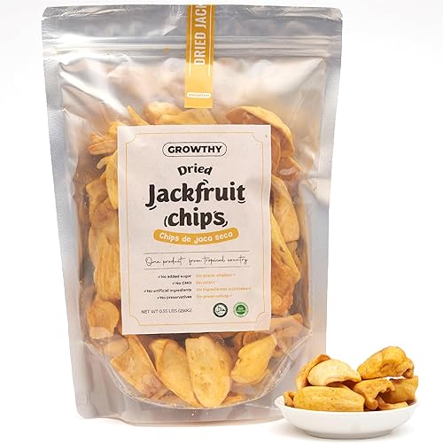 Growthy Dried Jackfruit Chips 250Grams, No Sugar Added, No Preservatives, No Cholesterol, Crunchy Jackfruit Snack, Healthy jackfruit Chips For Kids