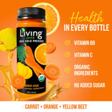 O2 Living Juice Cold Pressed Drink - Carrot Kick Organic Juice Pack - No Added Sugars or Water, Naturally Sweetened from Fruits, Rich in Nutrients