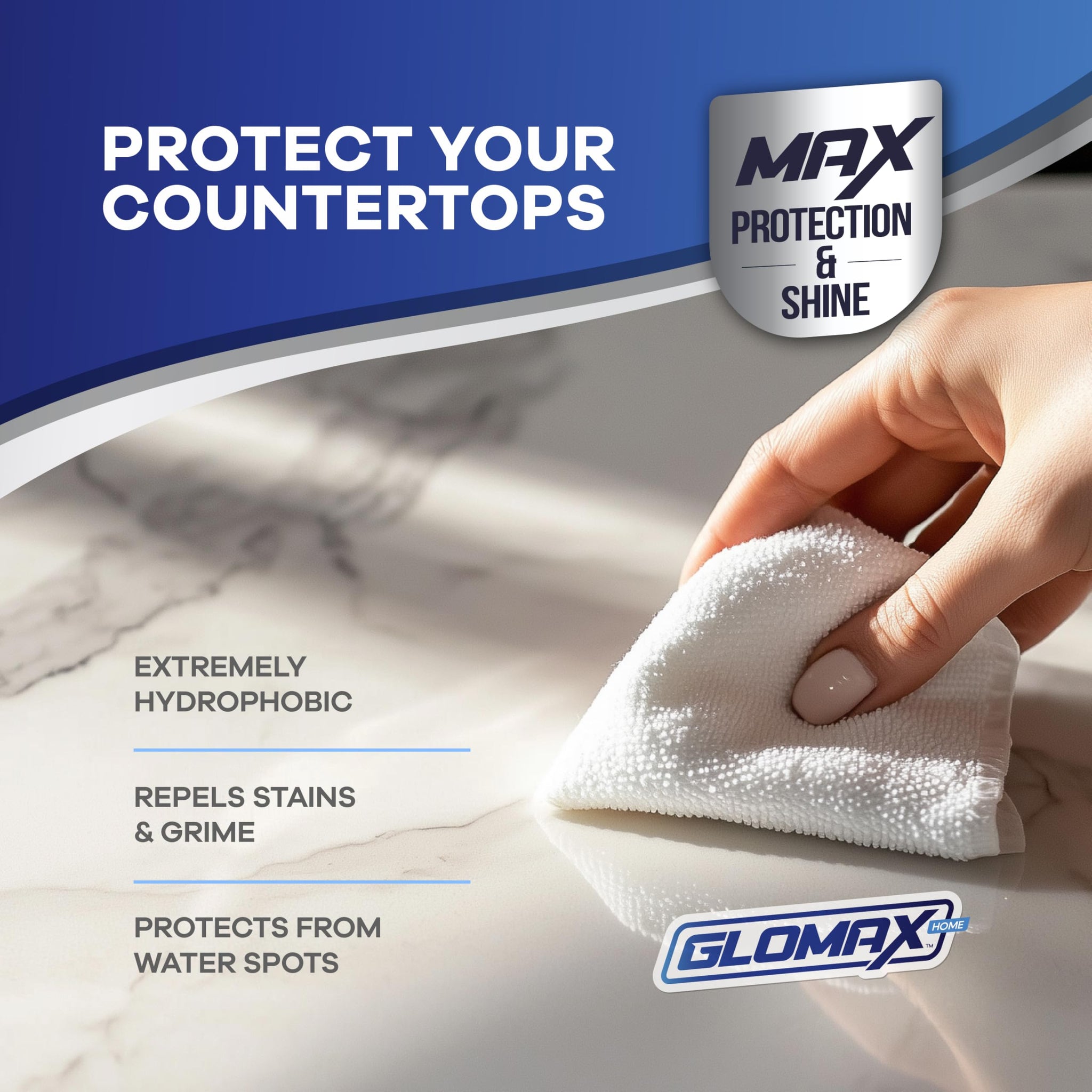GLOMAX Home Ceramic Coating Spray Kit (16 oz) - Shine, Seal & Protect Stainless Steal, Glass, Kitchen & Bath Surfaces - Extremely Hydrophobic - Repels