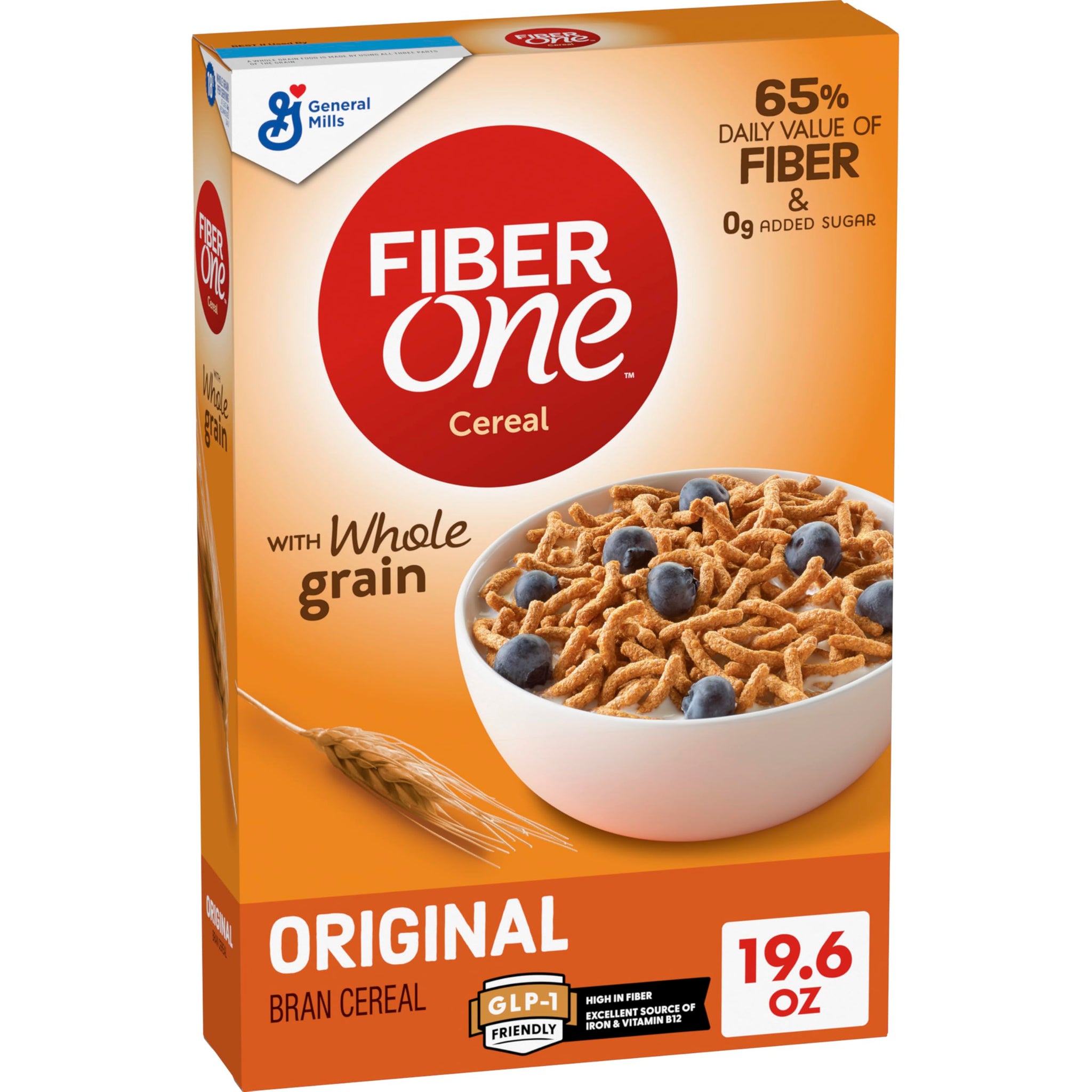 Fiber One Cereal, Original Bran, High Fiber Cereal Made with Whole Grain, 19.6 oz