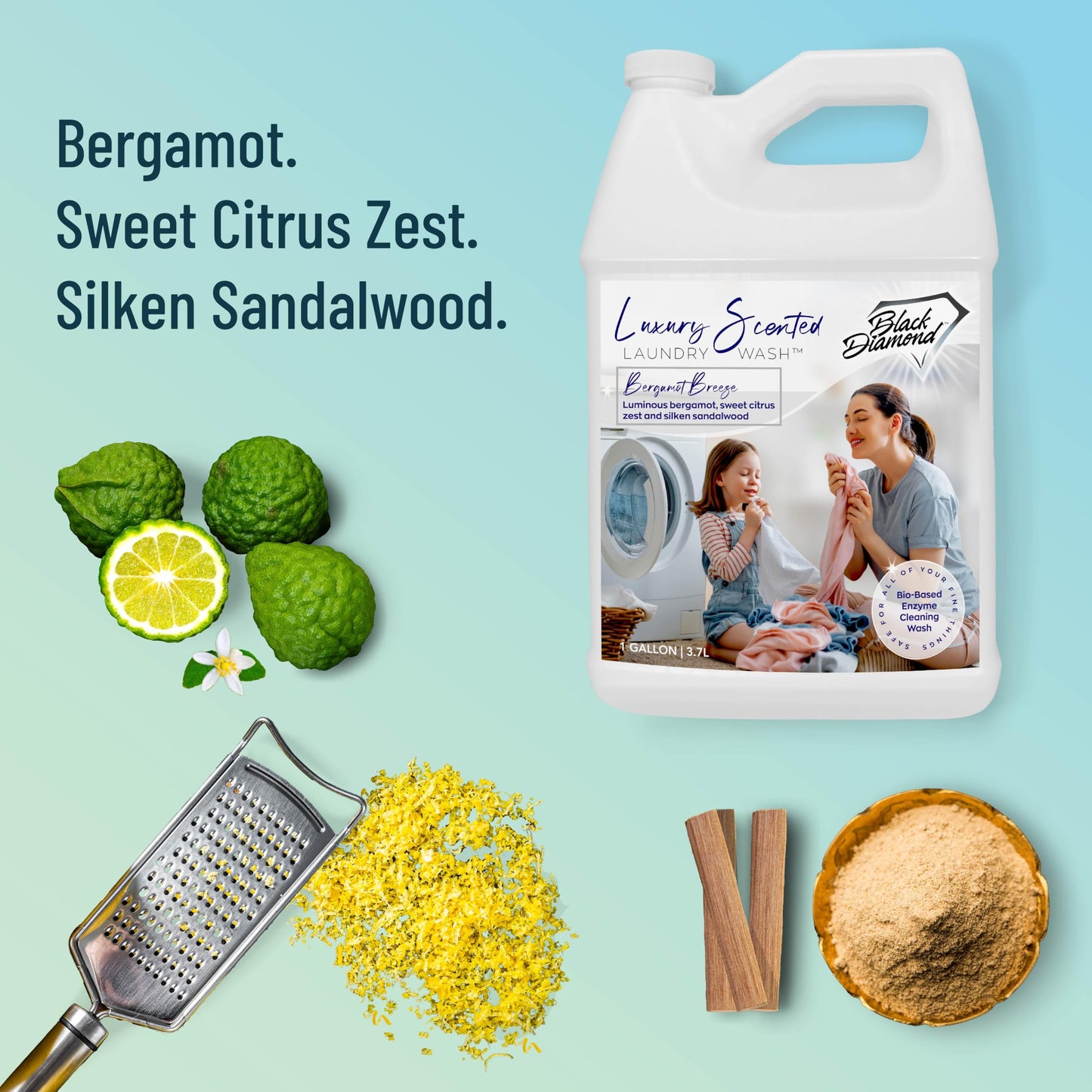 Black Diamond Stoneworks Bergamot Breeze Luxury Scented Laundry Wash, Premium Quality Detergent, Superior Cleaning Performance, Long-Lasting