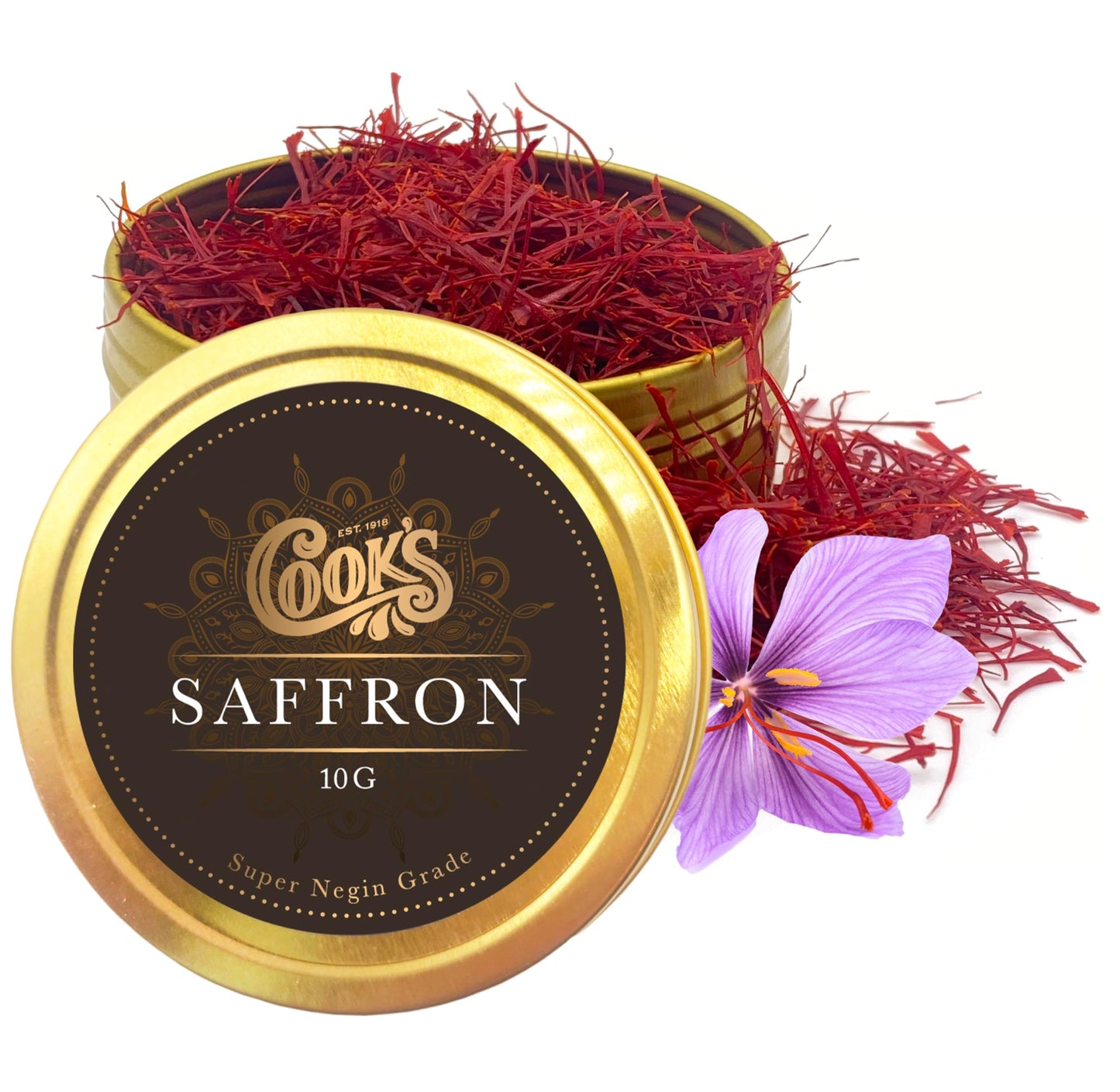 Cook’s, Premium Negin Grade Saffron Threads, Premium Dark Red Saffron Strands for Tea, Paella, Risotto, Biryani, Dessert, 10 Grams