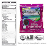 Emerald Cove Organic Nori Sheets for Sushi, Onigiri, Wraps, Non-GMO, Roasted Nori, Resealable Package, Product of Korea, 50 Sheets (1 pack)