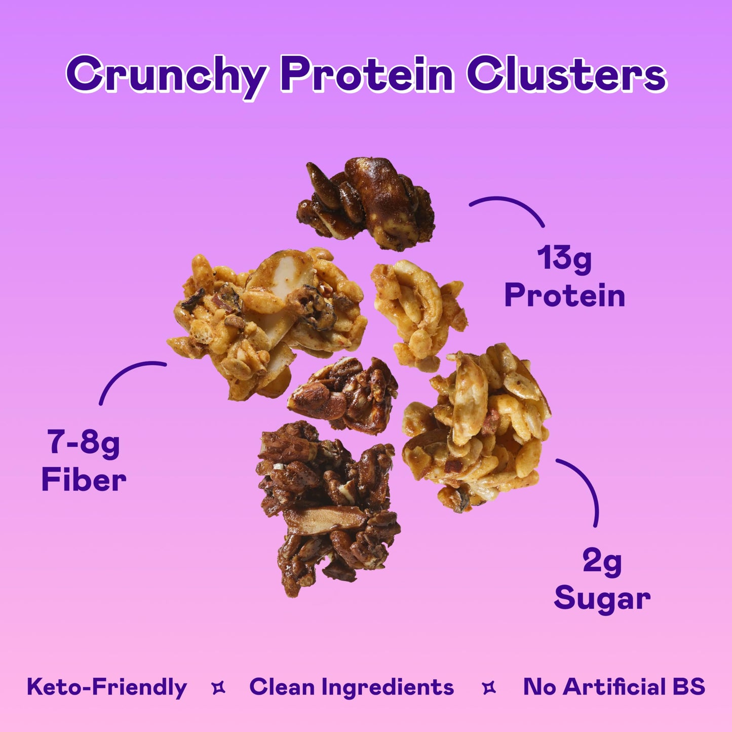 Magic Spoon High Protein Granola Low Sugar - 4 Pack: Mixed Berry, Dark Chocolate Almond, Peanut Butter, & Honey Almond - Low Carb Sugar Free Protein