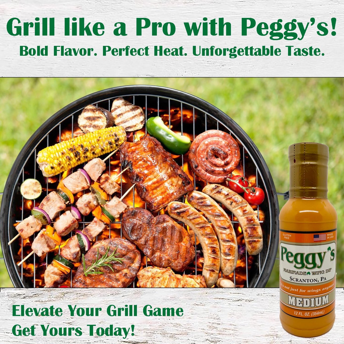 Peggy's 3-Pack - Mild, Medium & Parmesan Garlic Sauce (16oz Each) | Scranton, PA Local Brand | Made in USA | Perfect for Marinades, Dips, Grilling