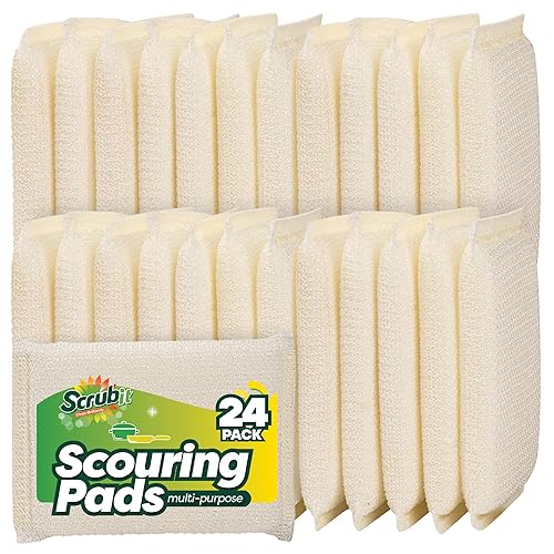 24 Pack Scrub Sponges Kitchen by SCRUBIT, Multi-Purpose Scouring Pads, Non-Scratch Cleaning Sponges for Dishes, Pots & Non-Stick Cookware - Long