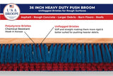 36" Heavy Duty Outdoor Push Broom with 60" Handle. Ideal for Asphalt, Concrete & Heavy Debris. Durable American Made Steel Brackets-Stainless Steel