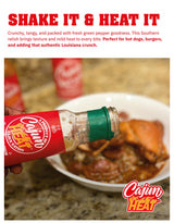 Cajun Nation CAJUN HEAT Green Chow Chow Relish 6oz - Crushed Green Pepper & Onion Spicy Relish, No MSG, Low Sodium- Zesty Tangy Pepper Flavor from