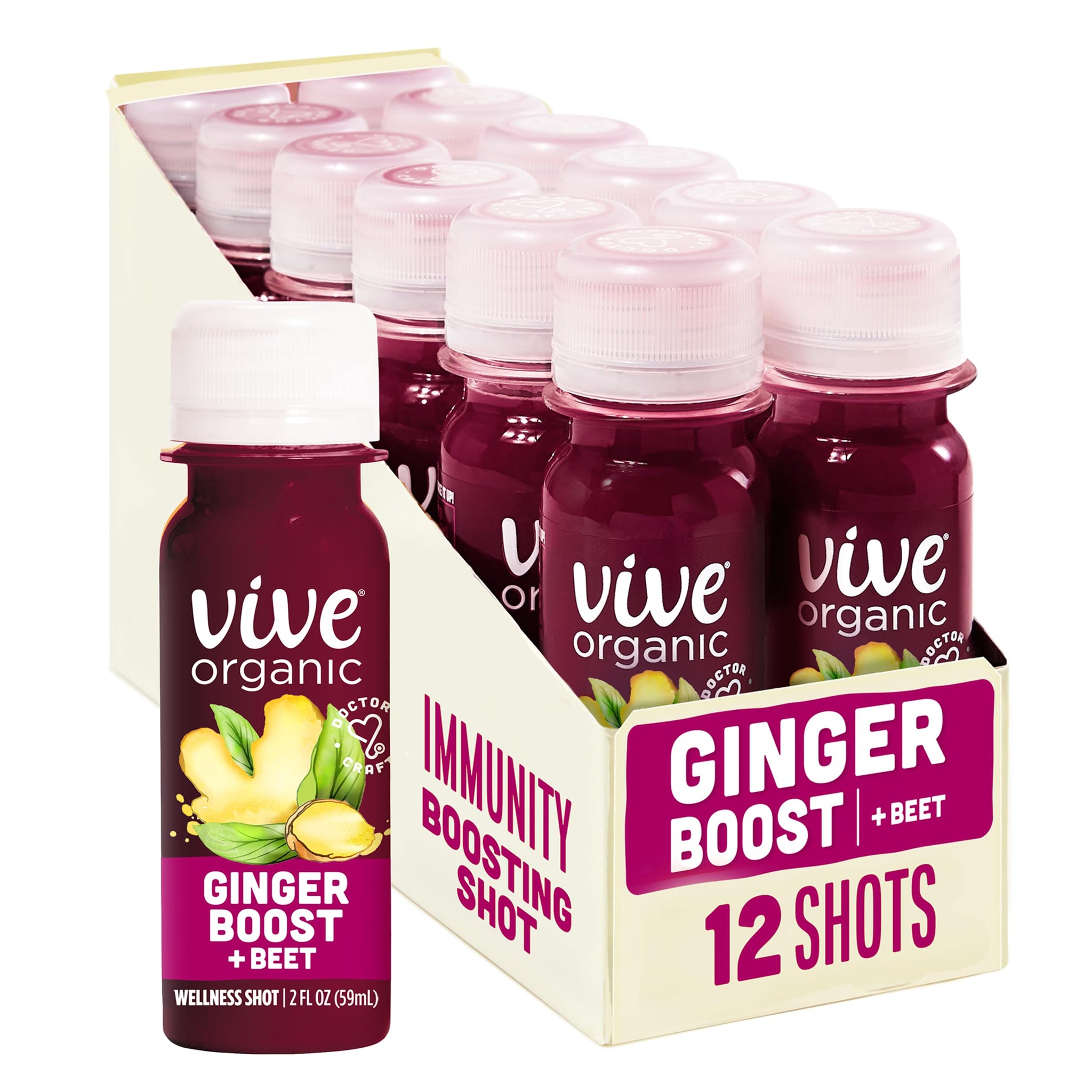 Vive Organic Ginger Boost + Beet Wellness Shot, 2 fl oz Bottle