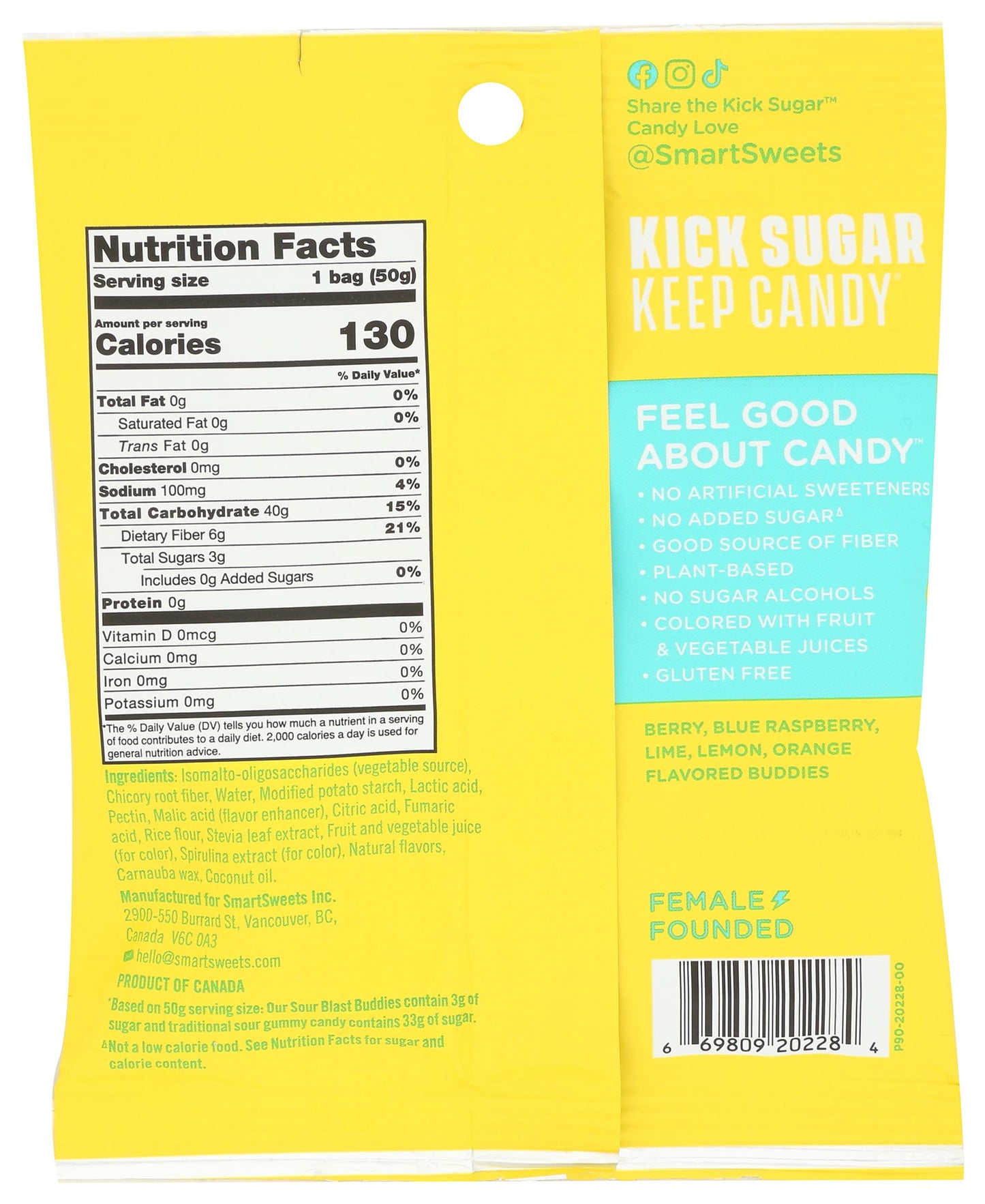 Smart Sweets, Gummy Sour Blast Buddies, 1.8 Ounce