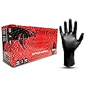 SNAKESKYN Black Nitrile Gloves 6-MIL THICK industrial grade 100/box Latex Free & Powder Free textured grip aka snakeskin - X-Large