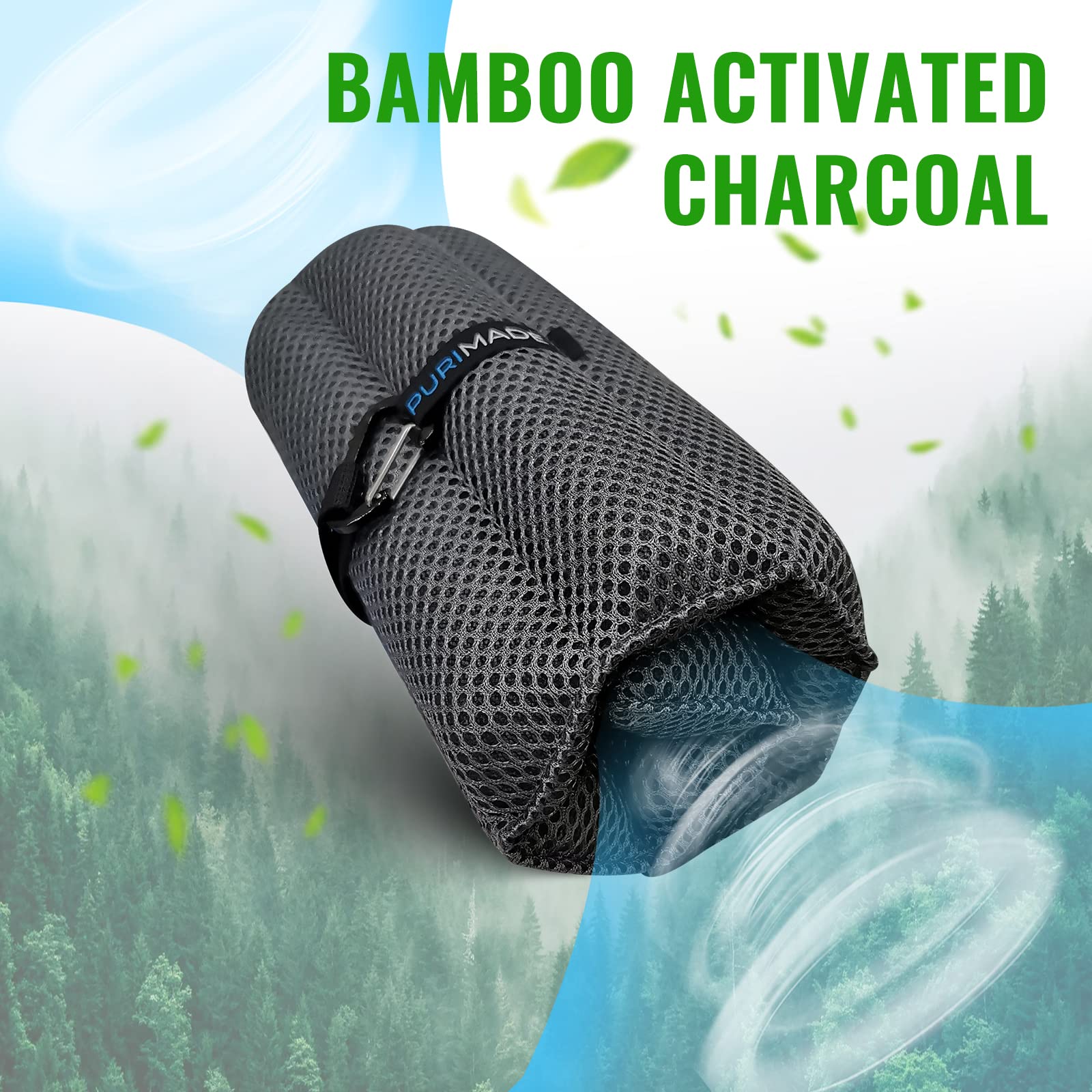 PURIMADE Bamboo Charcoal Air Purifying Bag,Reusable Natural Activated Charcoal Bags,300g Deodorizer and Odor Purifier,for Home,Car,Pet