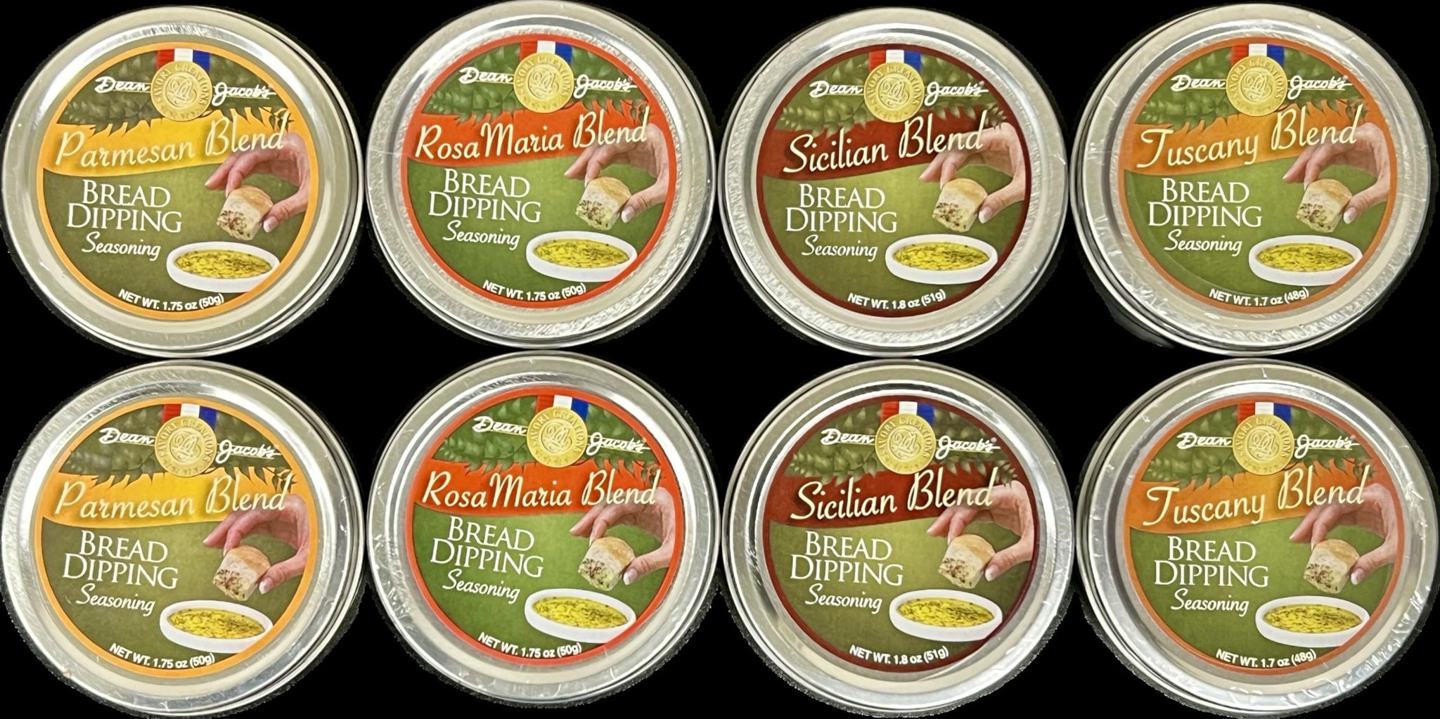 Dean Jacob's Bread Dipping Collection, Italian Seasoning Blends, 4 Tins, Powder Form, 4 Ounce, 2-Pack