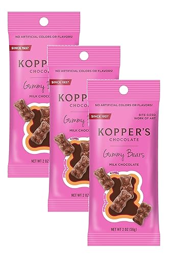 Kopper's MIilk Chocolate Gummy Bears 2oz Grab & Go Bag - Pack of 3