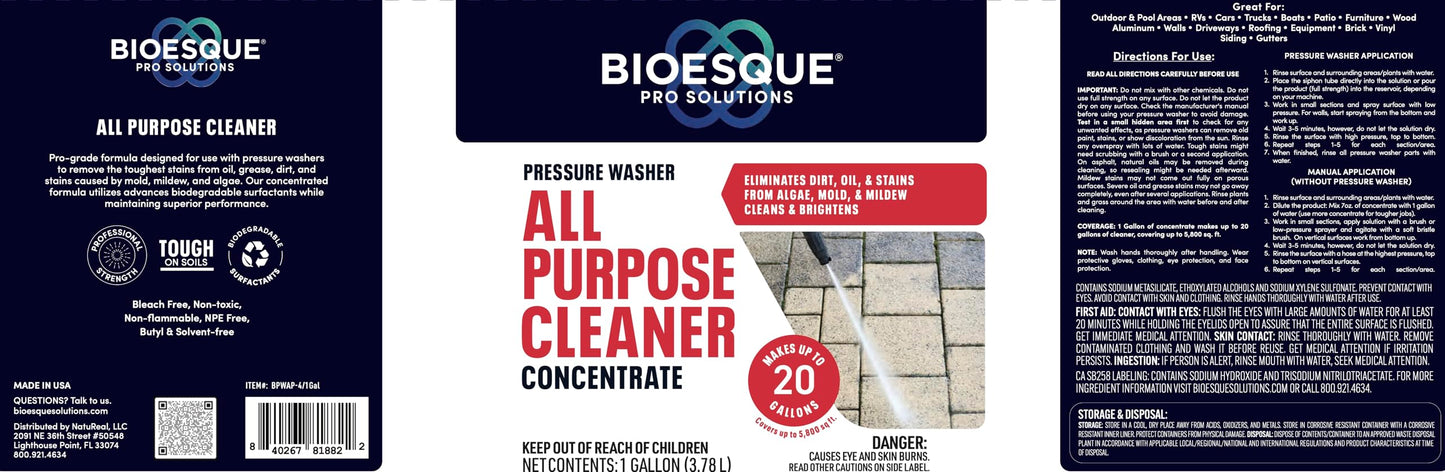 Bioesque Pressure Washer All Purpose Cleaner Concentrate, 1 Gallon (Pack of 1)