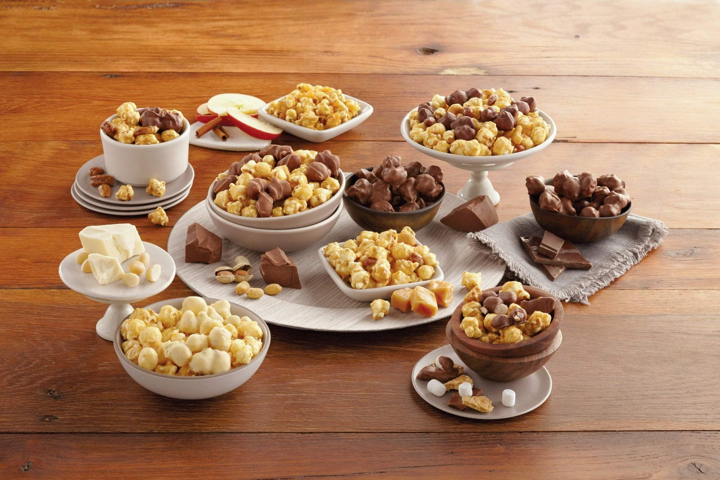 Moose Munch Premium Popcorn Tin Trio 3 Pack by Harry & David - Caramel, Milk Chocolate, Dark Chocolate