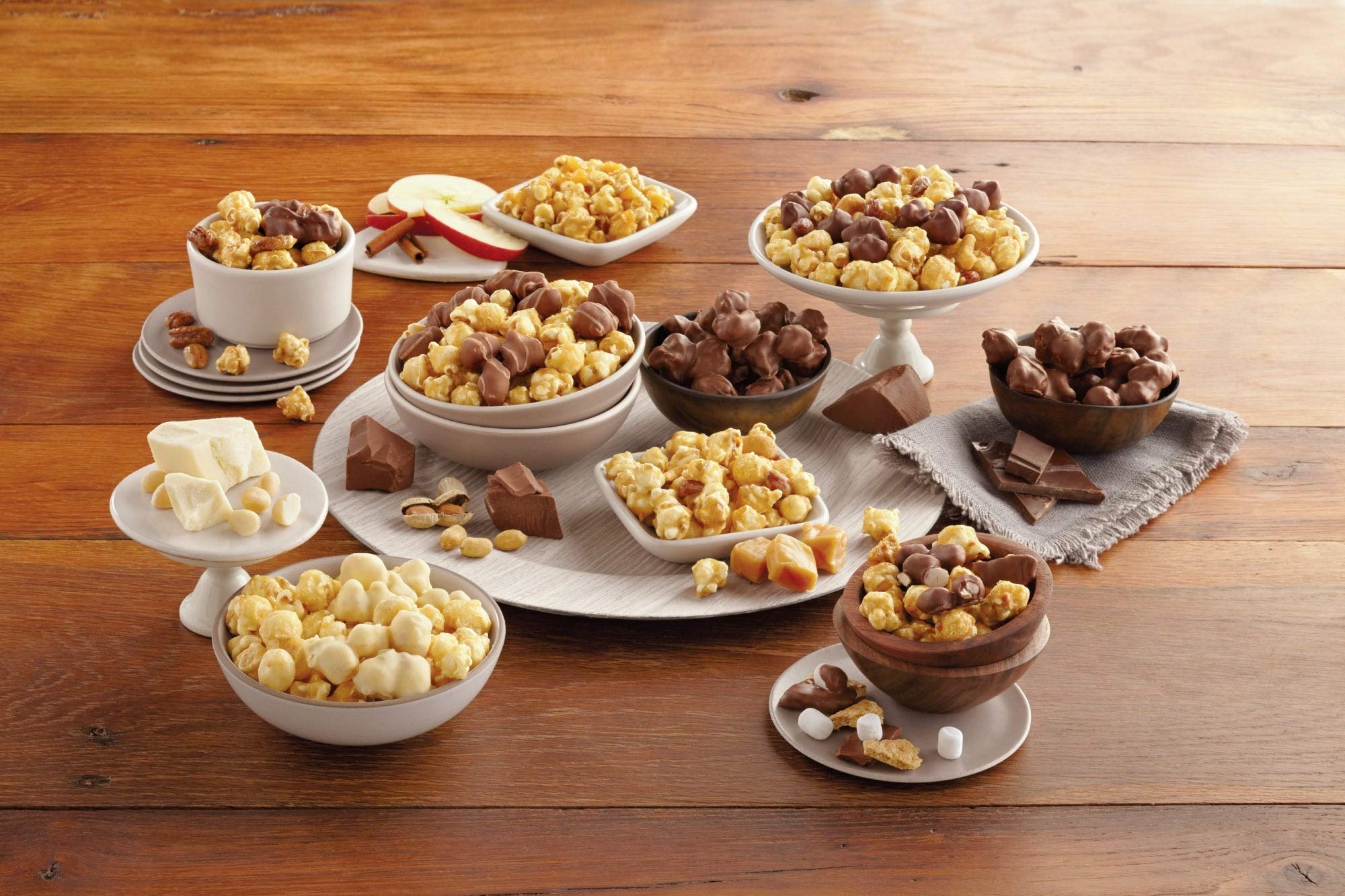 Moose Munch Premium Popcorn Tin Trio 3 Pack by Harry & David - Caramel, Milk Chocolate, Dark Chocolate