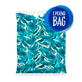 Blue Sharks Gummy Candy | 1 Pound Bag | Gummy Fish in Blue Raspberry and Vanilla Flavors | Chewy Shark Candy for Parties, Goody Bags, and Themed