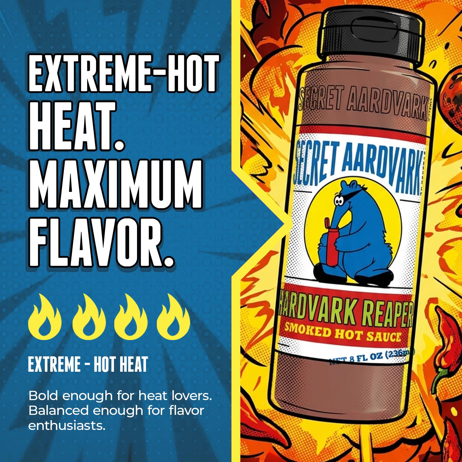 Secret Aardvark Carolina Reaper Hot Sauce, 8 fl oz