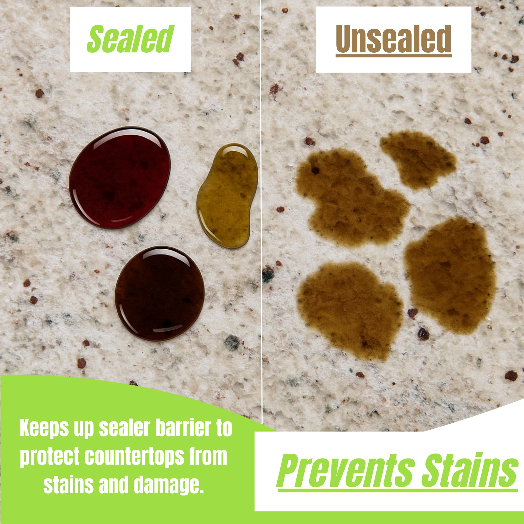 Granite Plus (Cleaner & Sealer) Deep Cleans & Seals All Natural Stone Countertops + Ultimate Grout Cleaner with Brush - Safe for Natural Stone - Acid