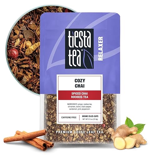 Tiesta Tea - Cozy Chai, Loose Leaf, Spiced Chai Rooibos Tea, Premium Caffeine-Free Herbal Blend, Makes Hot or Iced & Up to 25 Cups, 2.5oz Resealable