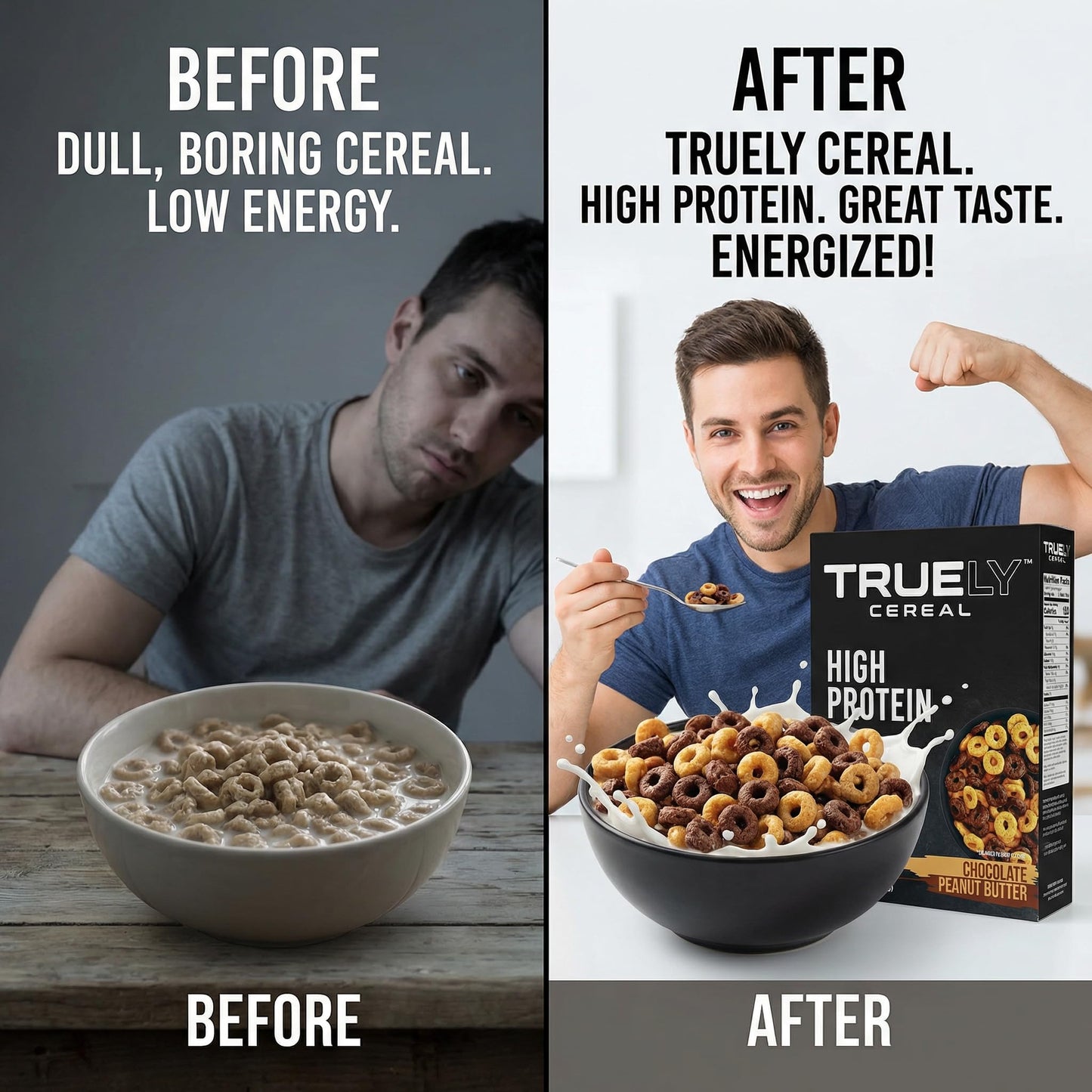 Truely Cereal Chocolate Pb - 2 Pack 7.05 oz Boxes - Protein for Breakfast - High Protein Snack - Protein Option - Truely Cereal with a Random Item