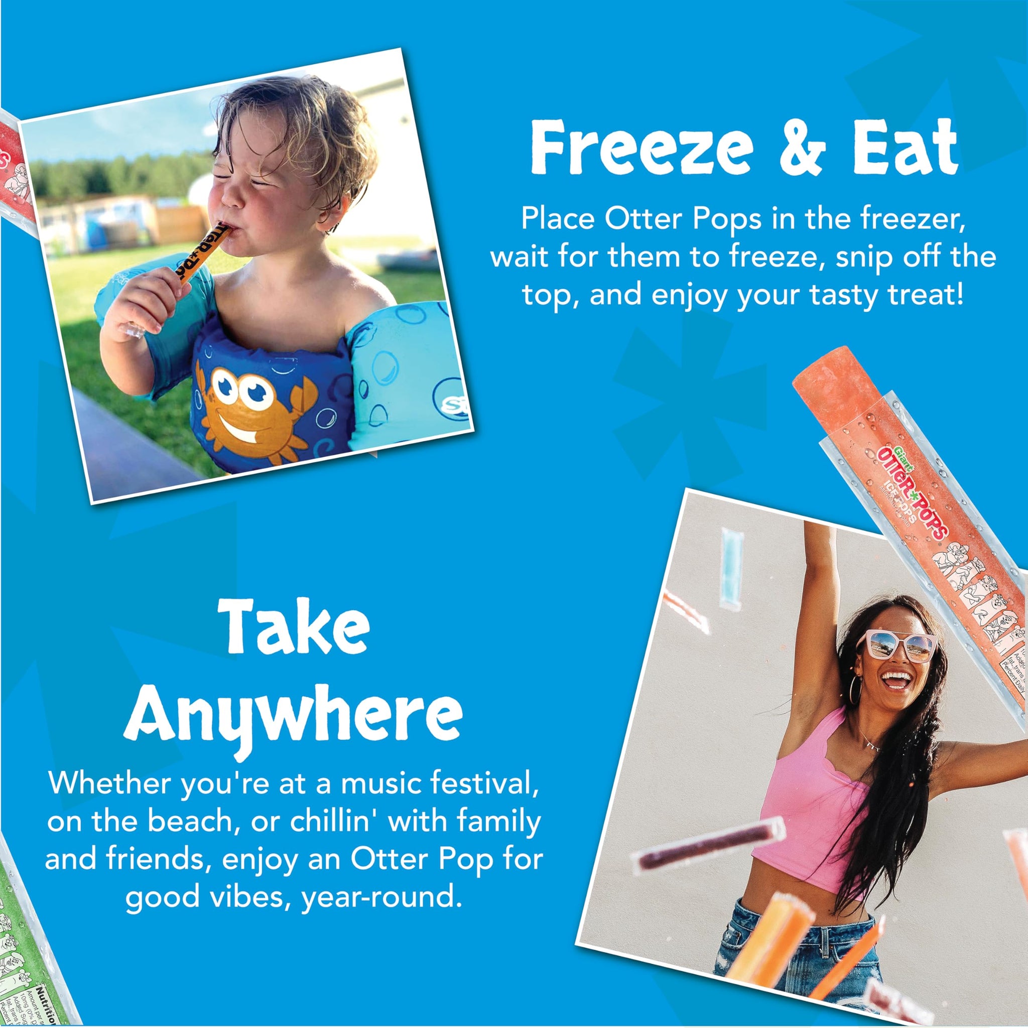 Otter Pops, Original Assorted Freezer Pops, 1oz Freeze Pops in Six Zippy Flavors, 100 Count, (85100)