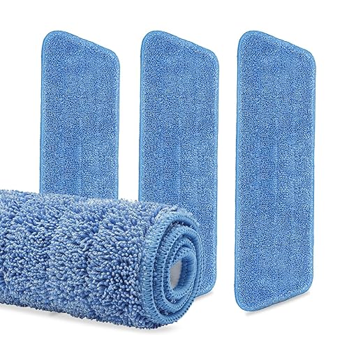 3-Pack Cinch Mop Replacement Heads, Microfiber Mops for Floor Cleaning - Wall Mop with Reusable Washable Pads, Compatible with Cinch Mop - Microfiber