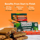 ALOHA Organic Plant Based Protein Bars - 3 Flavor Variety Pack - 12 Count, 1.98oz Bars - Vegan Snacks, Low Sugar, Gluten-Free, Low Carb, Paleo