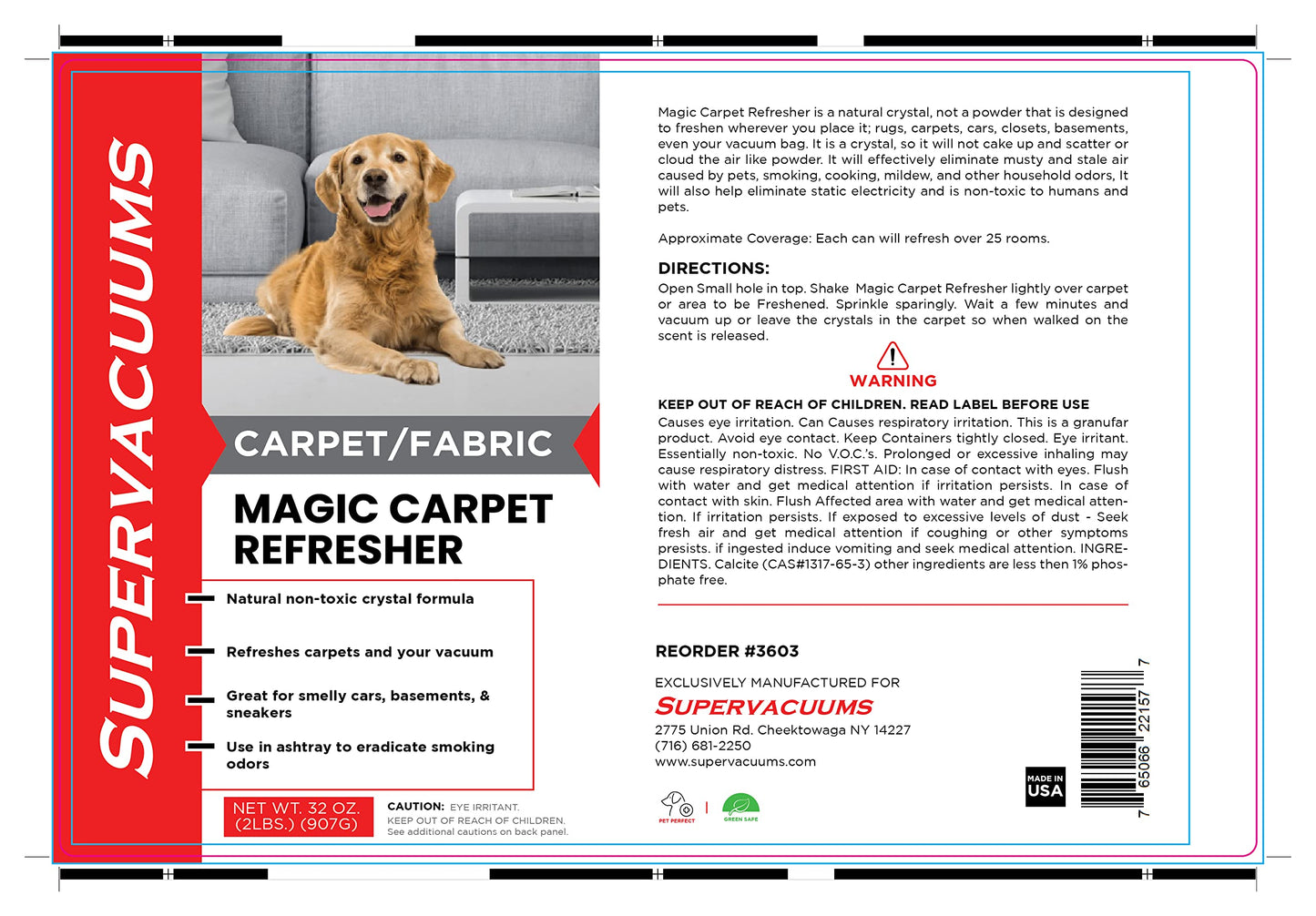 Supervacuums Magic Carpet Refresher for Carpet and Fabric - 2-Pack of 32oz Cans