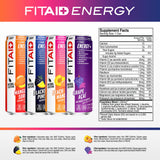 LIFEAID FITAID Energy, 200mg Natural Caffeine, Keto, Variety Pack, Optimum Performance Formula: BCAAs, Quercetin, Electrolytes, Omega-3s, 15 Calories
