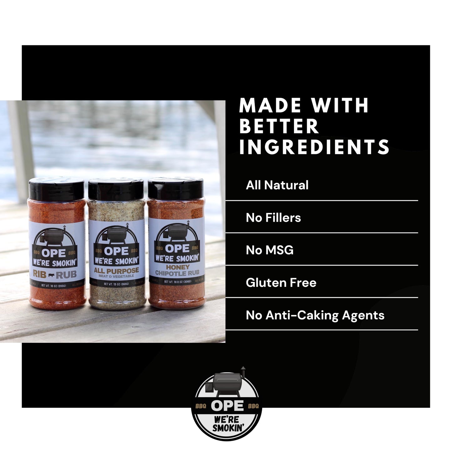 BBQ Rib Rub Seasoning (10 oz) - All Natural Pork Rub for Ribs, Pulled Pork & Chops - No MSG, Gluten Free - Bold Smoky BBQ Flavor - Ope We’re Smokin’