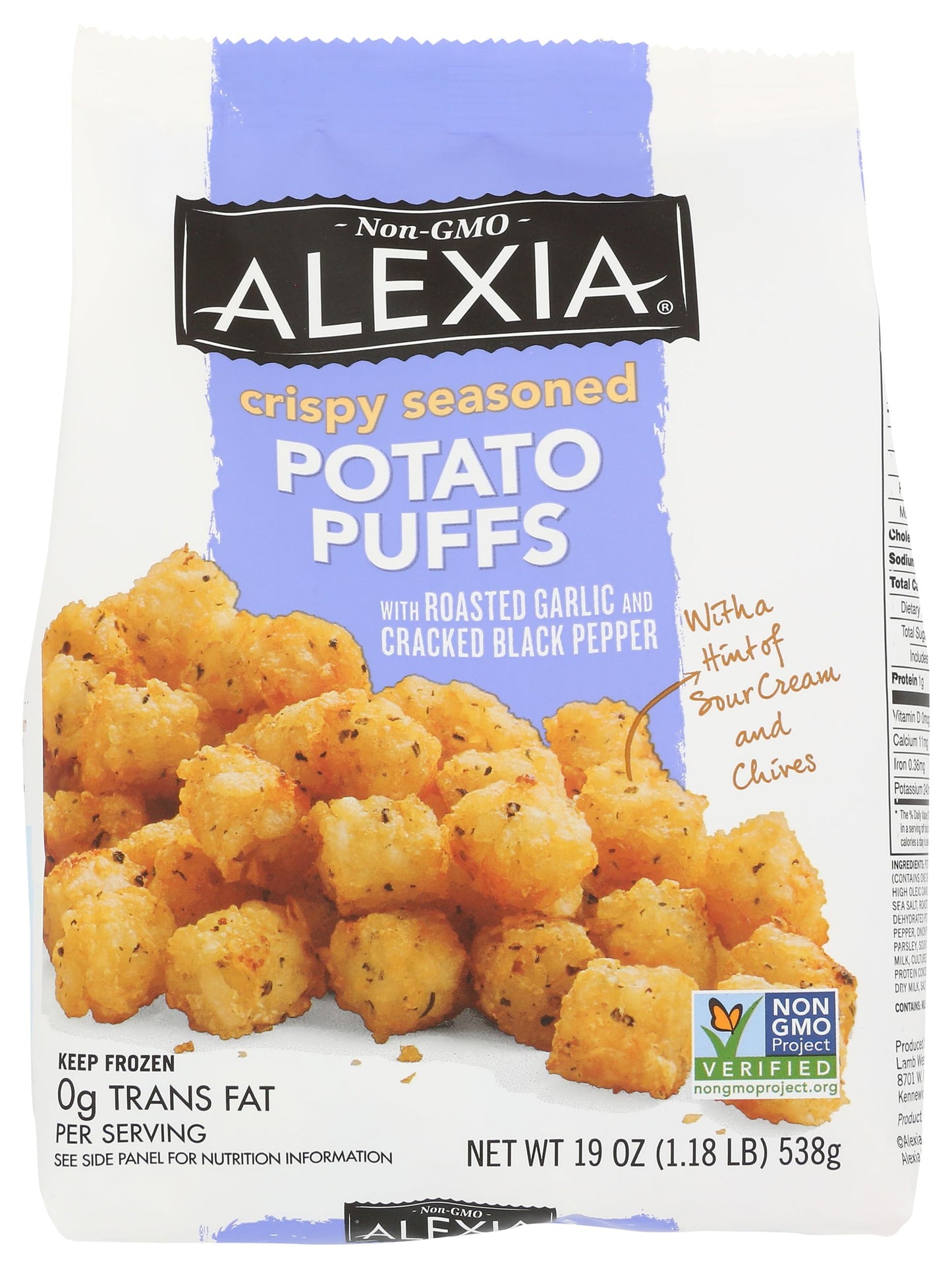 ALEXIA FOODS Roasted Garlic And Black Pepper Potato Puffs, 19 OZ