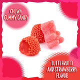Pink Gummi Bears & Berry Candy Mix | 2-Pound Bag | Sour Tutti-Frutti Bears & Sweet Strawberry Berries | Pink Gummy Candy for Buffets & Dessert