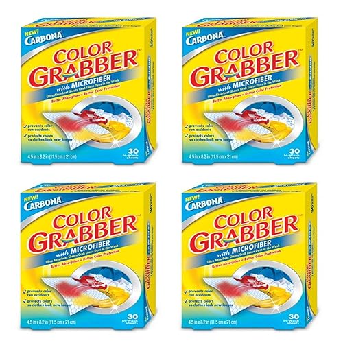Carbona Color Grabber™ | Protects Laundry from Color Runs or Bleeds | Mix Whites & Colors | in-Wash Dye Grabbing Sheets | 30 Count Per Box, 4 Pack