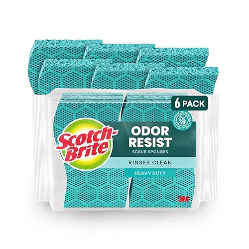Scotch-Brite Odor Resist Heavy Duty Scrub Sponge, Dishwasher-Safe Kitchen sponges for Serious Scrubbing, Multipurpose Dish Sponge for Stuck-On Messes